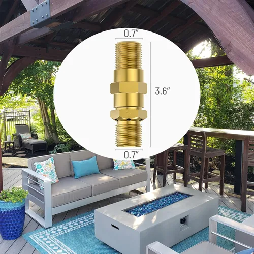 Vista 2 de Skyflame Válvula mezcladora de aire para fogata de gas propano LP 1/2", latón sólido, capacidad máxima de 90K BTU