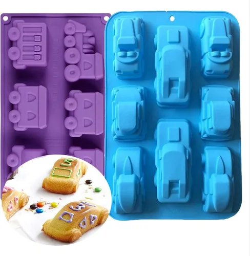 Vista 8 de Joyeee Molde de silicona para pastel de tren, 1 molde antiadherente de 6 cavidades para hornear para brownies de chocolate, tazas de magdalenas
