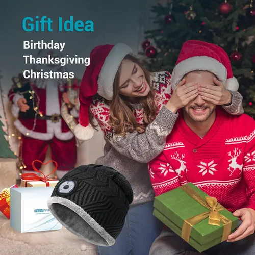 Vista 2 de HIGHEVER Gorro LED con luz, regalos para hombres y mujeres, linterna con faro, gorro de invierno