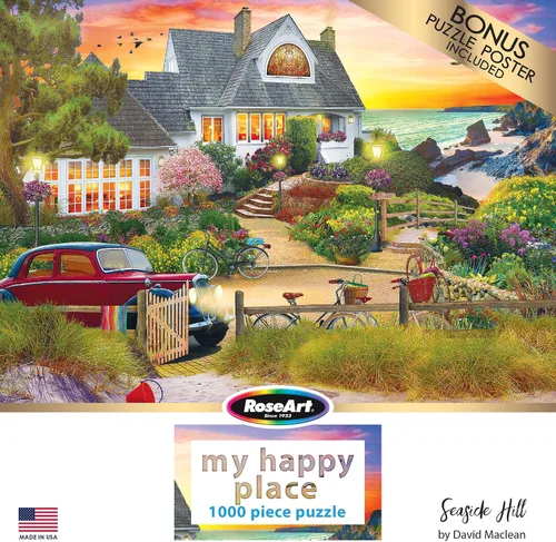 Vista 4 de RoseArt - My Happy Place - Seaside Hill - Rompecabezas de 1000 piezas para adultos