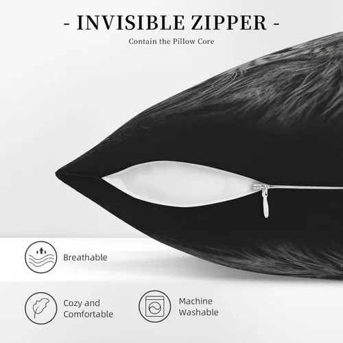 Vista 5 de Fundas de almohada decorativas de pana con estampado de cabeza de león en blanco y negro, funda de almohada suave para sofá, funda de cojín cuadrada