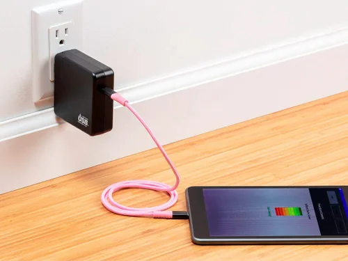 Vista 6 de Monoprice Durable USB 2.0 Tipo-C Carga y Sincronización Kevlar reforzado Nylon Braid Cable - 3 pies - Rosa, 5A/100W, conectores de aluminio de alta