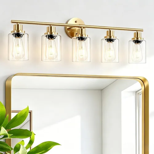 Vista 38 de Paquete de 2 luces de tocador de 1 luz, lámpara de baño de níquel cepillado con pantalla de vidrio blanco lechoso texturizado, accesorio