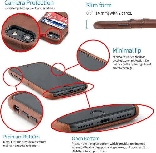 Vista 3 de Dockem Funda tipo cartera para iPhone SE 3 (2022), iPhone SE 2020, iPhone 8/7: piel sintética suave de alta calidad con 2 ranuras para tarjetas