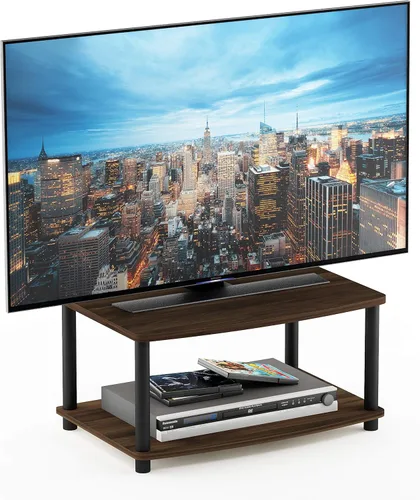 Vista 21 de Furinno Turn-N-Tube Soporte de TV, centro de entretenimiento de esquina de 3 niveles con estantes abiertos, consola de TV sin herramientas para TV