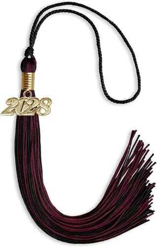 Vista 106 de Endea Graduation - Borla de doble color mixto con fecha dorada (negro/dorado antiguo, 2021)