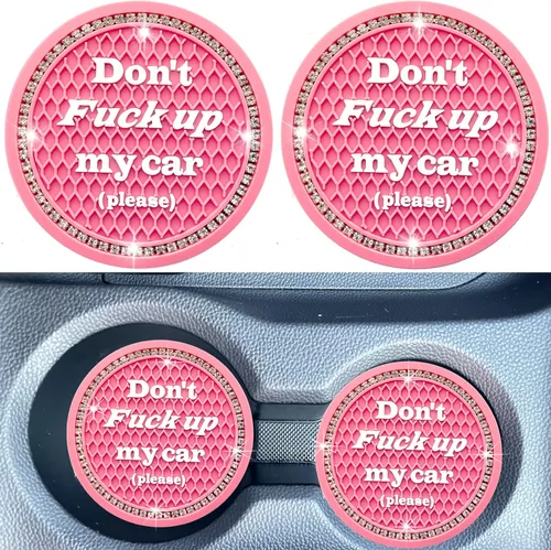 Vista 17 de Juego de 2 posavasos para tazas de coche, accesorios de interior de coche con cristales brillantes, soporte universal para tazas de coche negro