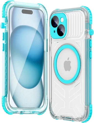 Vista 24 de WIFORT Funda impermeable para iPhone 15, [IP68 bajo el agua a prueba de polvo] [pantalla integrada] [15 pies a prueba de golpes militar], cubierta