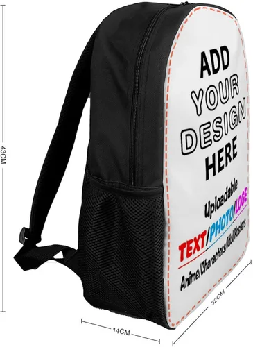 Vista 4 de Mochila personalizada con texto de imagen y foto, personaliza mochila de viaje para laptop para hombres y mujeres, bolsa de hombro casual de 17