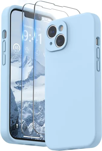 Vista 25 de SURPHY Compatible con iPhone 14 Funda con protector de pantalla (protección para la cámara y forro de microfibra suave) Funda de silicona líquida