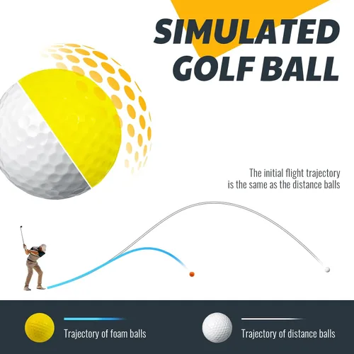 Vista 5 de JAYA Paquete de 24 pelotas de práctica de golf de espuma, sensación realista y vuelo limitado, suaves para entrenamiento en interiores o exteriores