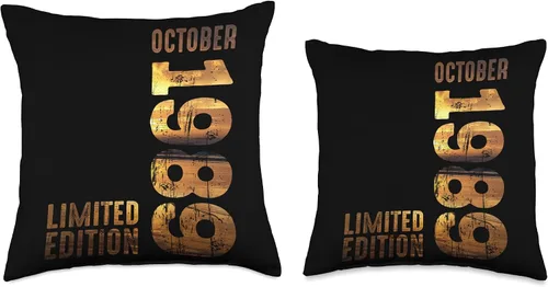 Vista 3 de Month October 1989 Retro Sunset 1989 Vintage 1989 Since 1989 Throw Pillow