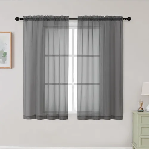 Vista 281 de 2 paneles de cortinas traslúcidas blancas para dormitorio, sala de estar, 96 pulgadas de largo, modernas, suaves, ligeras, con bolsillo para barra