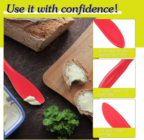 Vista 3 de Esparcidor de mantequilla de plástico, 10 cuchillos multiusos para mantequilla, cuchillos versátiles para glaseado de queso suave, 7 x 1.4 pulgadas