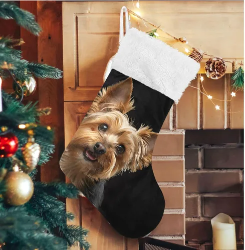 Vista 19 de ALAZA Calcetines de Navidad, copos de nieve, clásicos de invierno, decoraciones de calcetines grandes personalizados para la temporada de vacaciones