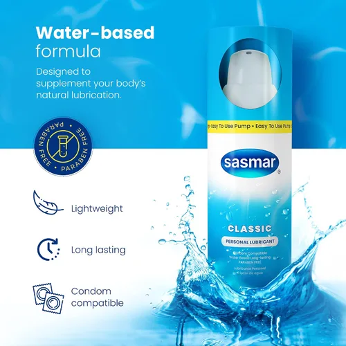 Vista 3 de Sasmar Lubricante personal a base de agua para hombres, mujeres, perfecto para parejas, placer duradero para todos, apto para juguetes y seguro