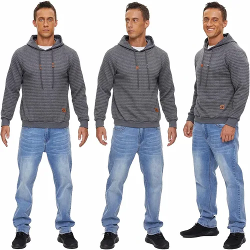 Vista 6 de YuKaiChen - Sudadera casual sin botones con capucha de manga larga para hombres