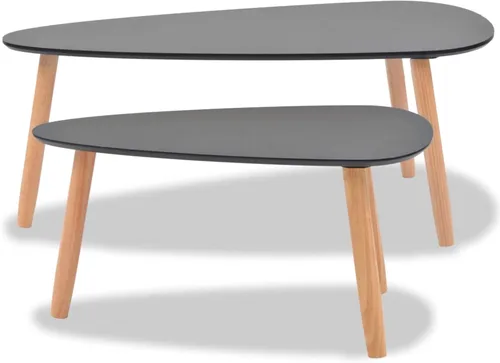 Vista 5 de Juego de mesa de centro para sala de estar, mesa de centro grande, mesa de centro para sala de estar, Mesitas para sala modernas, 2 piezas, madera