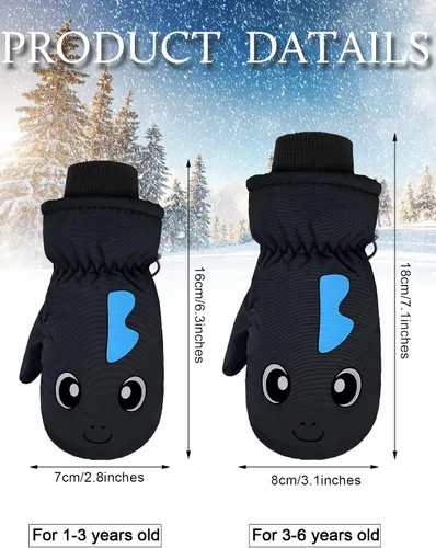 Vista 3 de Guantes de esquí de invierno guantes impermeables con forro de algodón cálido para niños