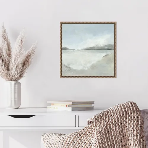 Vista 5 de Amanti Art Lienzo enmarcado para pared, 16 x 16 pulgadas, sutil costero por Hannah Dawson, lienzo enmarcado para pared, obras de arte abstractas