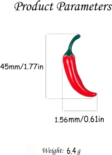 Vista 6 de Broches y alfileres esmaltados de chile rojo para mujeres y hombres, chapado en oro, broche de comida vegetal, alfiler de solapa, insignia, vestido