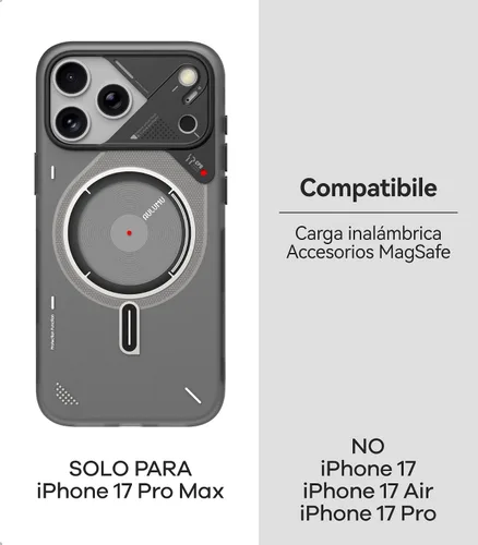 Vista 4 de Aulumu A17+ G05 AIR Ultimate Bundle, compatible con iPhone 17 Pro Max, incluye soporte para teléfono (A17) gris semitransparente + (G05 AIR) negro