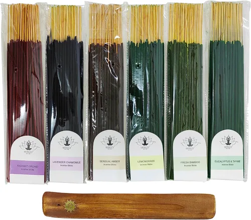 Vista 13 de Hosley Paquete de 480 varillas de incienso surtidas, 12 aromas, incluyendo Nag Champa, lavanda, sangre de dragón, bolsa de agarre, ideal