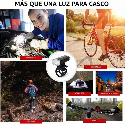 Vista 6 de Luz recargable para casco de bicicleta - Luz de bicicleta