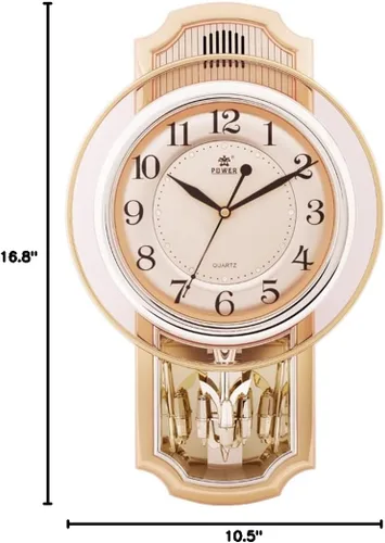 Vista 7 de Reloj de pared de péndulo giratorio, reloj de movimiento de barrido decorativo silencioso con péndulo oscilante, funciona con pilas, para sala