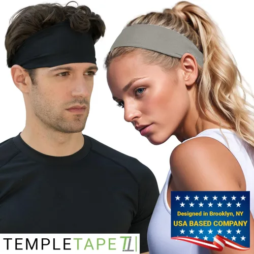 Vista 3 de Bandas de sudor Temple Tape - Diademas de entrenamiento para mujeres y hombres - Bandas de sudor para hombres - Bandas de sudor para deportes