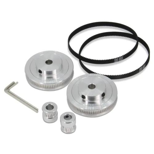 Vista 11 de Juego de 2 poleas de sincronización de aluminio GT2 de 20 y 30 dientes, 0.197 in de diámetro con 2 unidades de longitud de 7.874 in de ancho, correa
