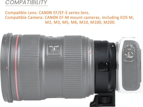Vista 4 de Adaptador de lente EF-EOS M Anillo convertidor de lente de enfoque automático compatible con lente Canon EF/EF-S y Canon EOS-M (montaje EF-M )