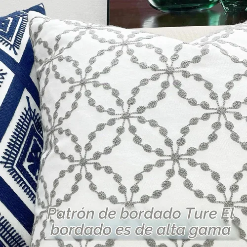 Vista 2 de Slow Cow - Funda de almohada decorativa con bordado, funda de almohada para sofá, funda de almohada de 20 x 20 pulgadas, gris Moneda A-gris