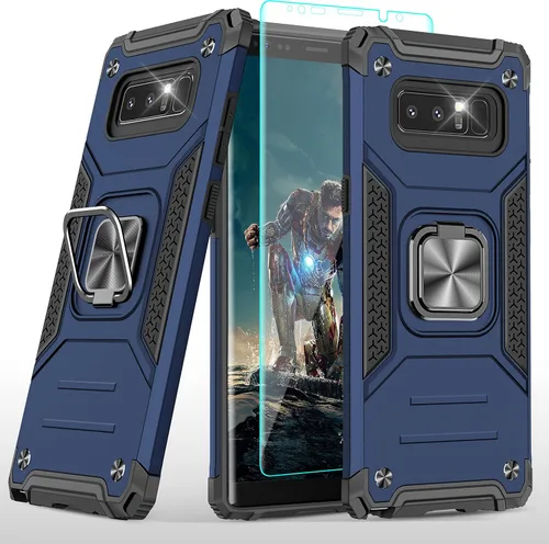 Vista 16 de YmhxcY Funda para Galaxy Note 8, funda para Galaxy Note 8 con protector de pantalla curvado 3D, fundas de grado armadura con soporte giratorio