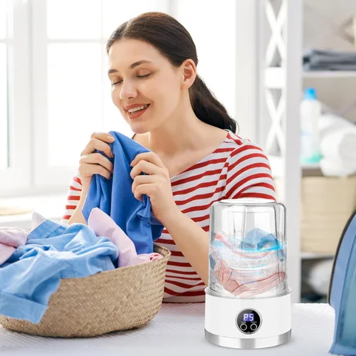 Vista 2 de Mini lavadora – Máquina de ropa interior de 1 litro, herramienta de limpieza de sujetadores suaves, unidad eficiente de doble modo, dispositivo