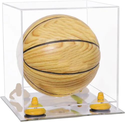 Vista 42 de Better Display Cases Mini acrílico - Miniatura (no tamaño completo) Baloncesto vitrina con elevadores negros y espejo (A015-BR)
