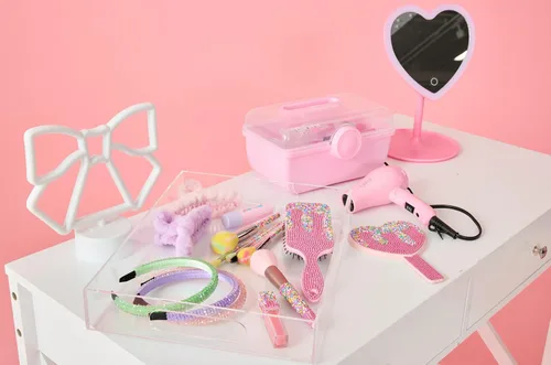 Vista 5 de iscream Rainbow Sprinkles - Brocha para maquillaje de 7 pulgadas con cerdas coloridas y mango de espolvoreo
