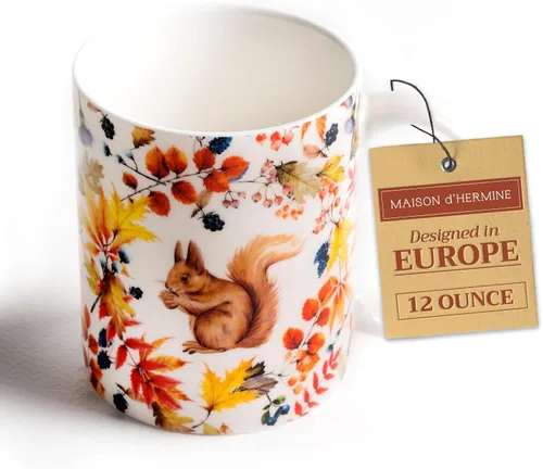 Vista 205 de Maison d' Hermine Taza de café con asas, tazas de porcelana fina de hueso, paquete de una taza de té para bebidas calientes, capuchino, latte