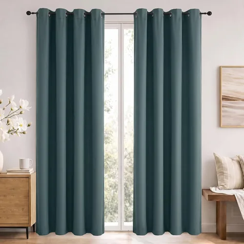 Vista 64 de Simplebrand Cortinas blancas puras de 96 pulgadas de largo para oscurecer la habitación, juego de 2 paneles para dormitorio/sala de estar, bloqueo