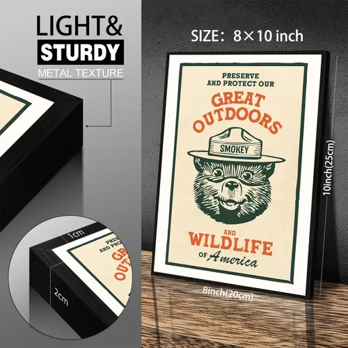 Vista 2 de Lienzo decorativo para pared con diseño de oso para niños, diseño de animales salvajes, conservación de la naturaleza, estilo retro, beige, cabaña