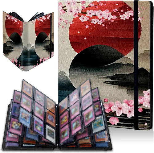 Vista 14 de Carpeta de tarjetas de gato negro y luna, 9 bolsillos para álbum de tarjetas intercambiables, carga lateral, 360 bolsillos, tarjetero de poliuretano