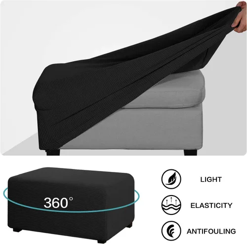 Vista 4 de Funda otomana elástica de elastano jacquard rectangular plegable para almacenamiento, 1 pieza de almacenamiento otomana, fundas protectoras otomanas