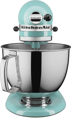Vista 2 de KitchenAid Value Bundle Artisan Series - Batidora de pie inclinable de 5 cuartos de galón con batidor de borde flexible incluido, KSM150FEAQ, Aqua