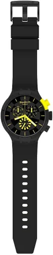 Vista 2 de Swatch Correa de silicona de cuarzo, negro, reloj casual 20 (modelo SB02B403), amarillo, Negro