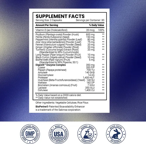 Vista 8 de Research Verified Alivio del SII - Enzimas Digestivas Naturales, BioPerine -360 Cápsulas - 6 Botellas