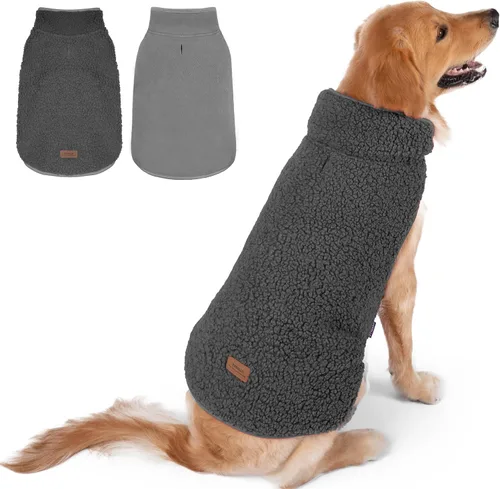 Vista 13 de cyeollo Sherpa - Abrigo reversible para perros pequeños, color rosa, talla S Warm Fleece Winter Sweater, Turtleneck Pet Vest, Adjustable Fit, Easy