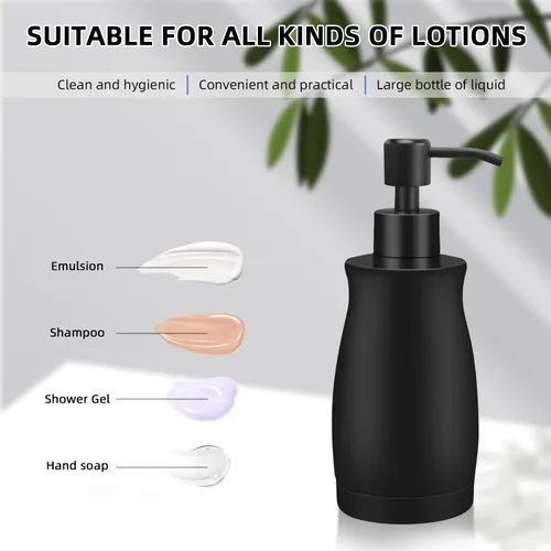 Vista 4 de ARKTEK Dispensador de jabón negro mate de acero inoxidable de 13.5 onzas – Dispensador de loción líquida para manos, dispensador de jabón recargable
