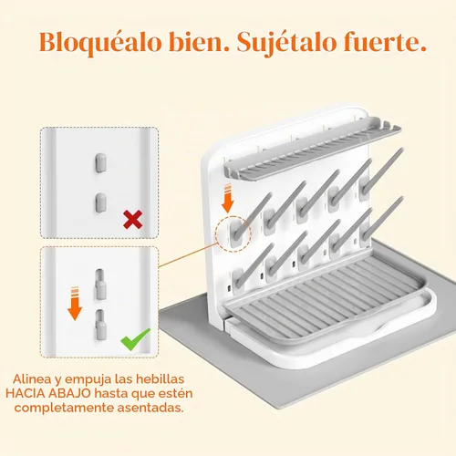 Vista 3 de Lifewit Estante de secado de biberones con tapete de drenaje y 10 ganchos, artículos esenciales para recién nacidos, organizador de almacenamiento