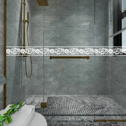 Vista 3 de VEELIKE - Cenefa decorativa blanca adhesiva con apariencia de encaje, para pared, removible y resistente al agua, decoración para baño, habitación