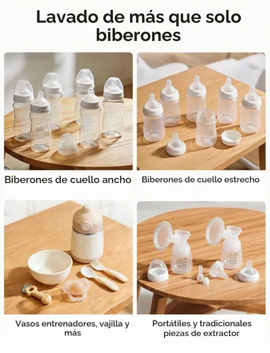 Vista 9 de Xaproo Lavadora de biberones, esterilizador y secadora, máquina de limpieza todo en uno para biberones, piezas de bomba y artículos esenciales